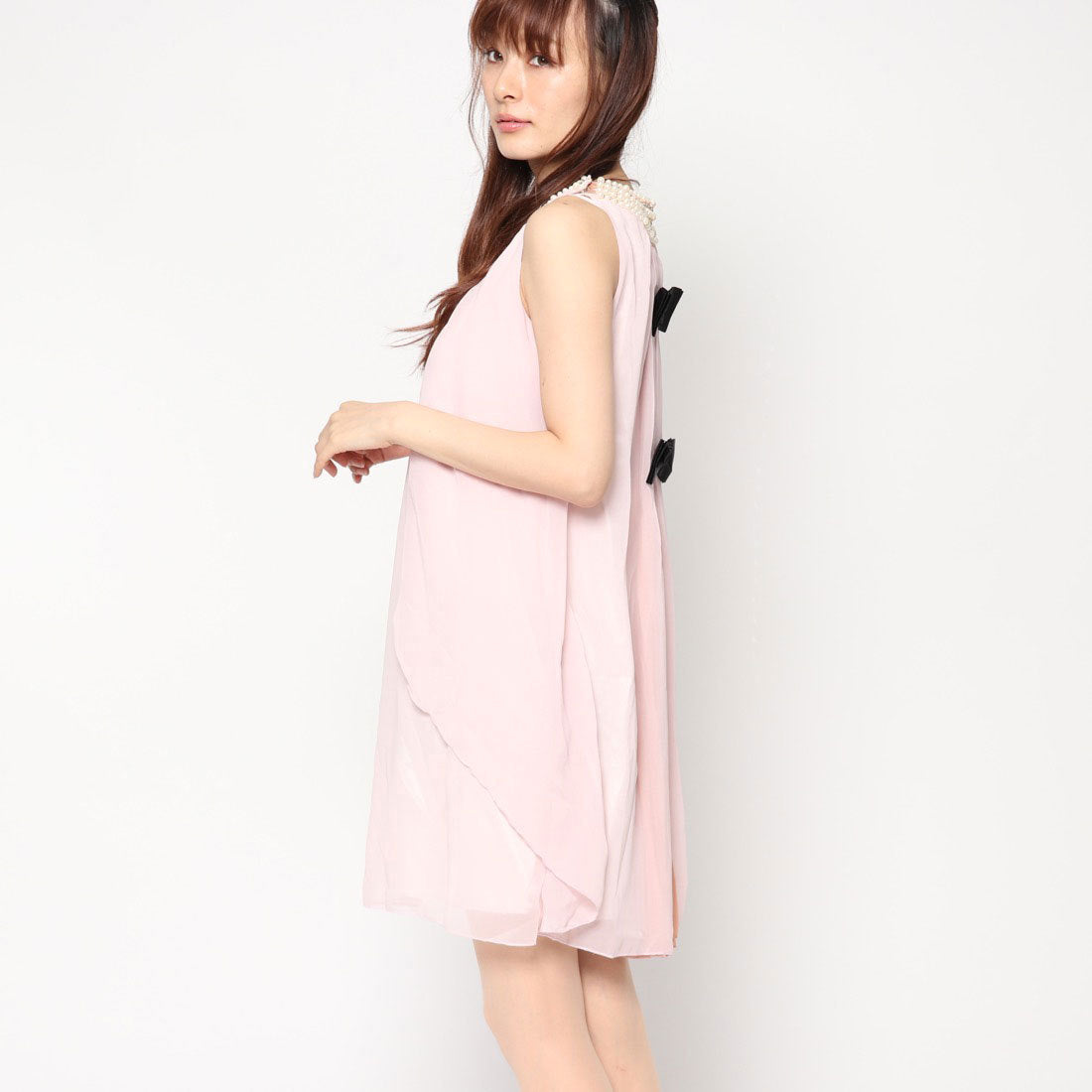 スタイルブロック STYLEBLOCK バックプリーツパール襟シフォンパーティードレス