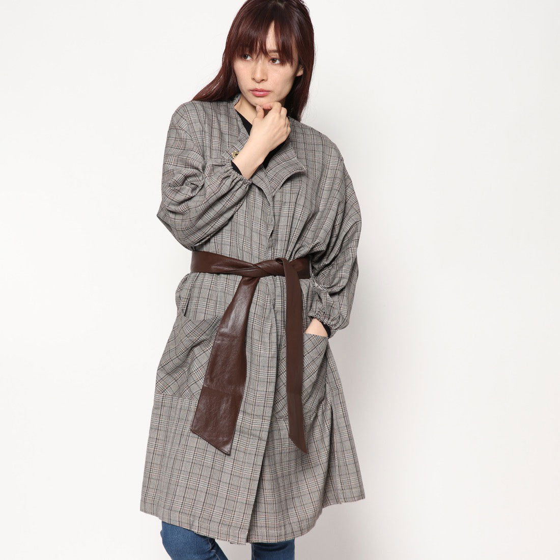 スタイルブロック STYLEBLOCK グレンチェックドルマンコート