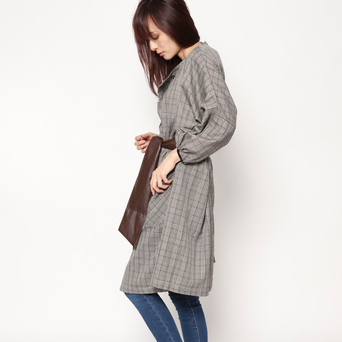 スタイルブロック STYLEBLOCK グレンチェックドルマンコート
