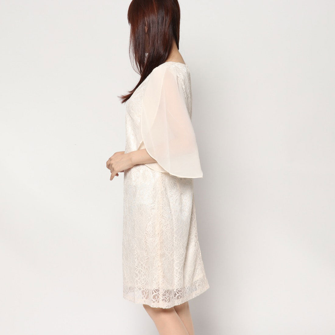 スタイルブロック STYLEBLOCK シフォンスリーブレース切り替え結婚式ワンピースパーティードレス