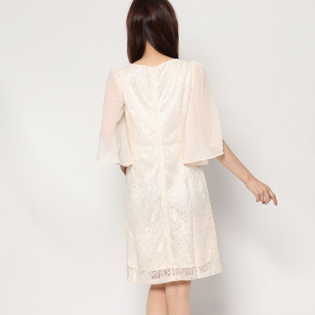 スタイルブロック STYLEBLOCK シフォンスリーブレース切り替え結婚式ワンピースパーティードレス