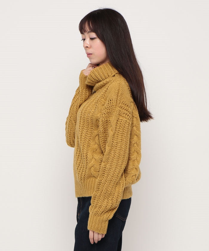 スタイルブロック STYLEBLOCK ケーブル編みオフタートルニットセーター
