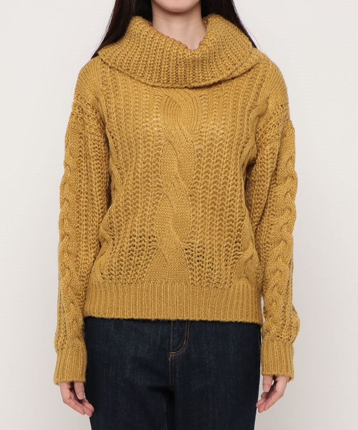 スタイルブロック STYLEBLOCK ケーブル編みオフタートルニットセーター