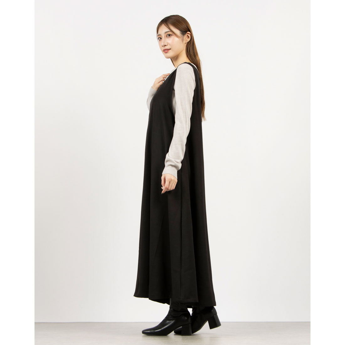 スタイルブロック STYLEBLOCK ツイルレイヤードフレアワンピース
