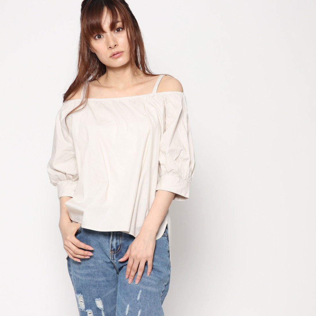スタイルブロック STYLEBLOCK バックリボンオフショルダーブラウス