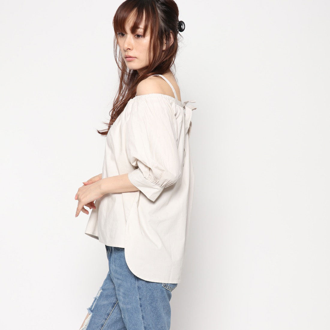 スタイルブロック STYLEBLOCK バックリボンオフショルダーブラウス
