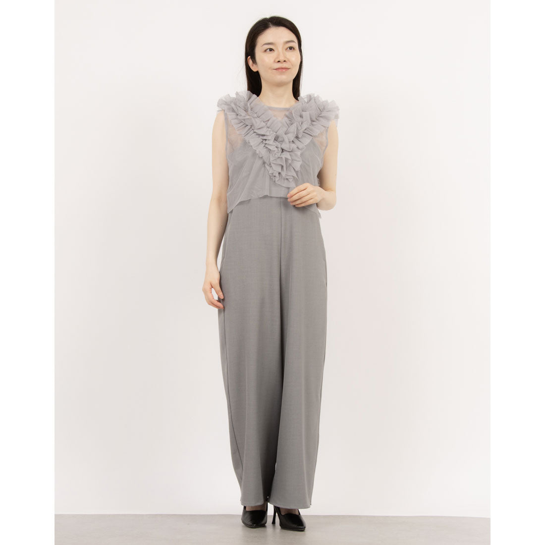 STYLEBLOCK STYLEBLOCK Tulle Frill Vest × Linen Touch All-in-One Set
