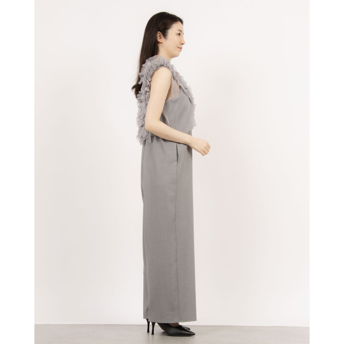 STYLEBLOCK STYLEBLOCK Tulle Frill Vest × Linen Touch All-in-One Set