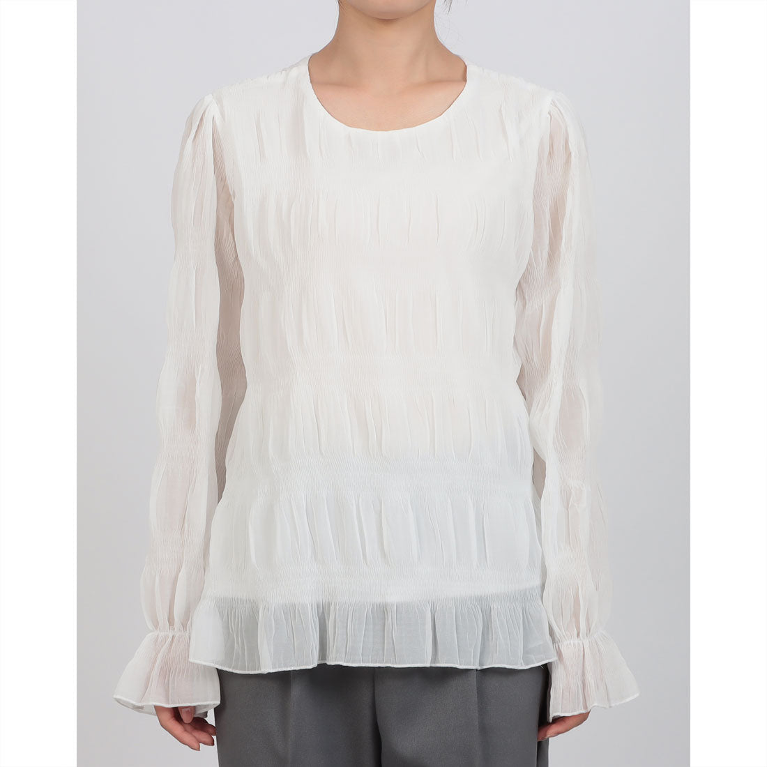 スタイルブロック STYLEBLOCK シャーリングシアーブラウス （ホワイト） ホワイト