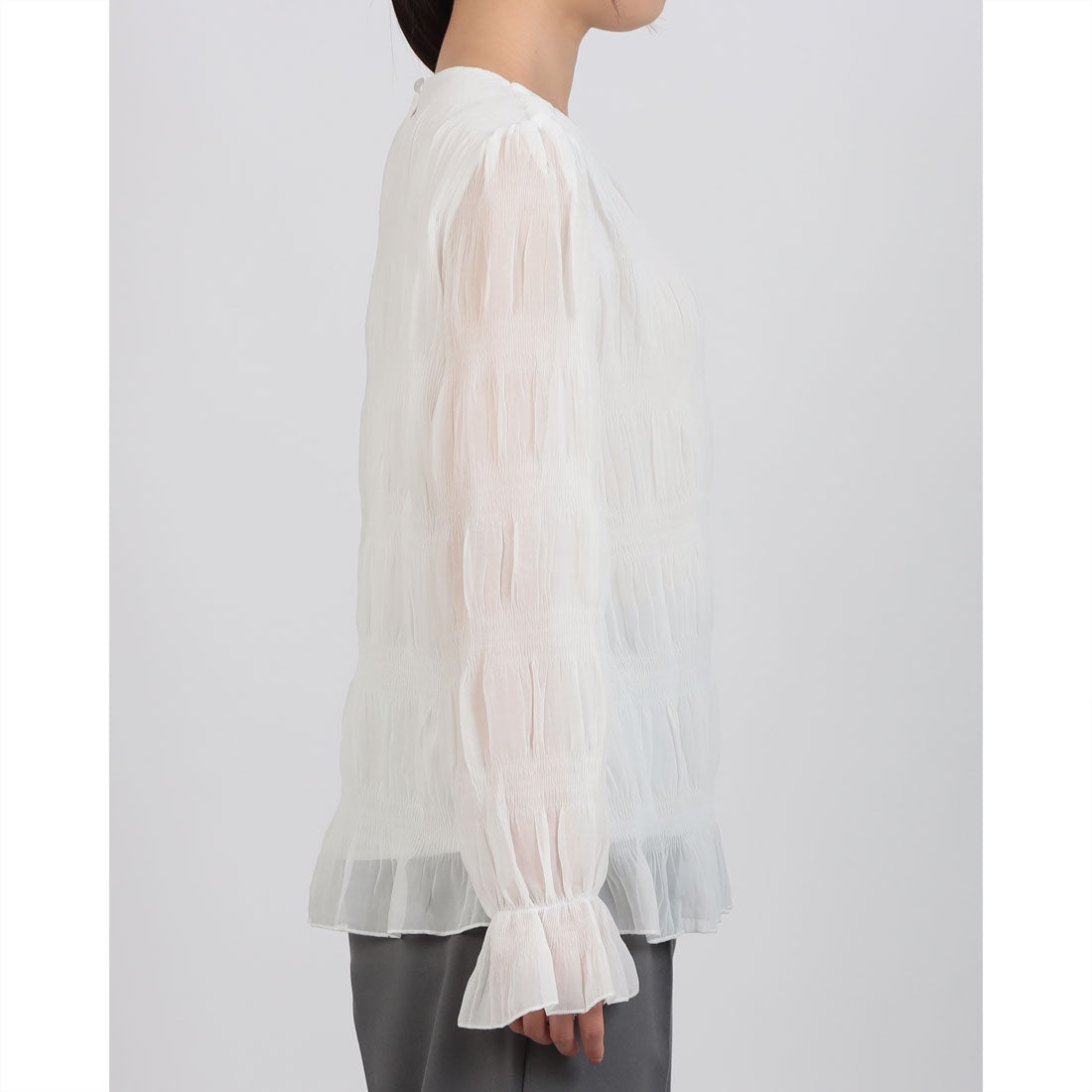 スタイルブロック STYLEBLOCK シャーリングシアーブラウス （ホワイト） ホワイト