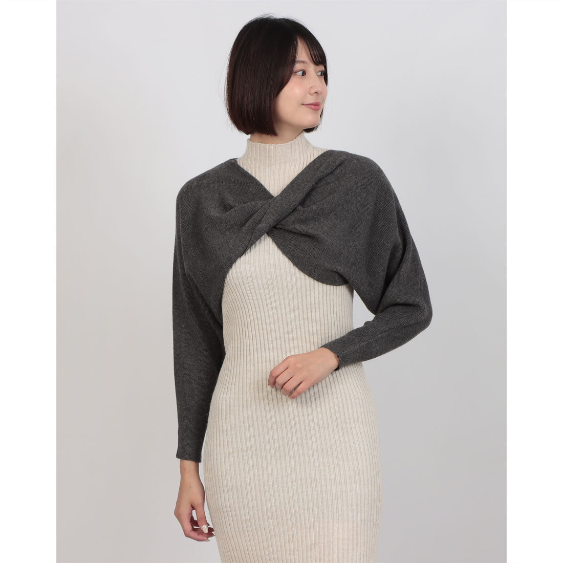 スタイルブロック STYLEBLOCK クロスショートニット （グレー） グレー