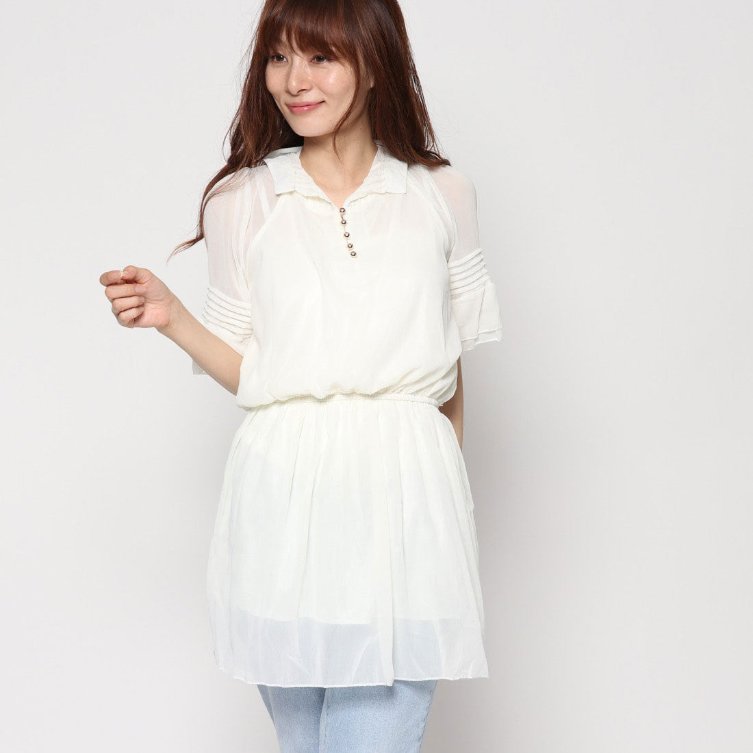 スタイルブロック STYLEBLOCK インナー付シフォンフリルワンピース