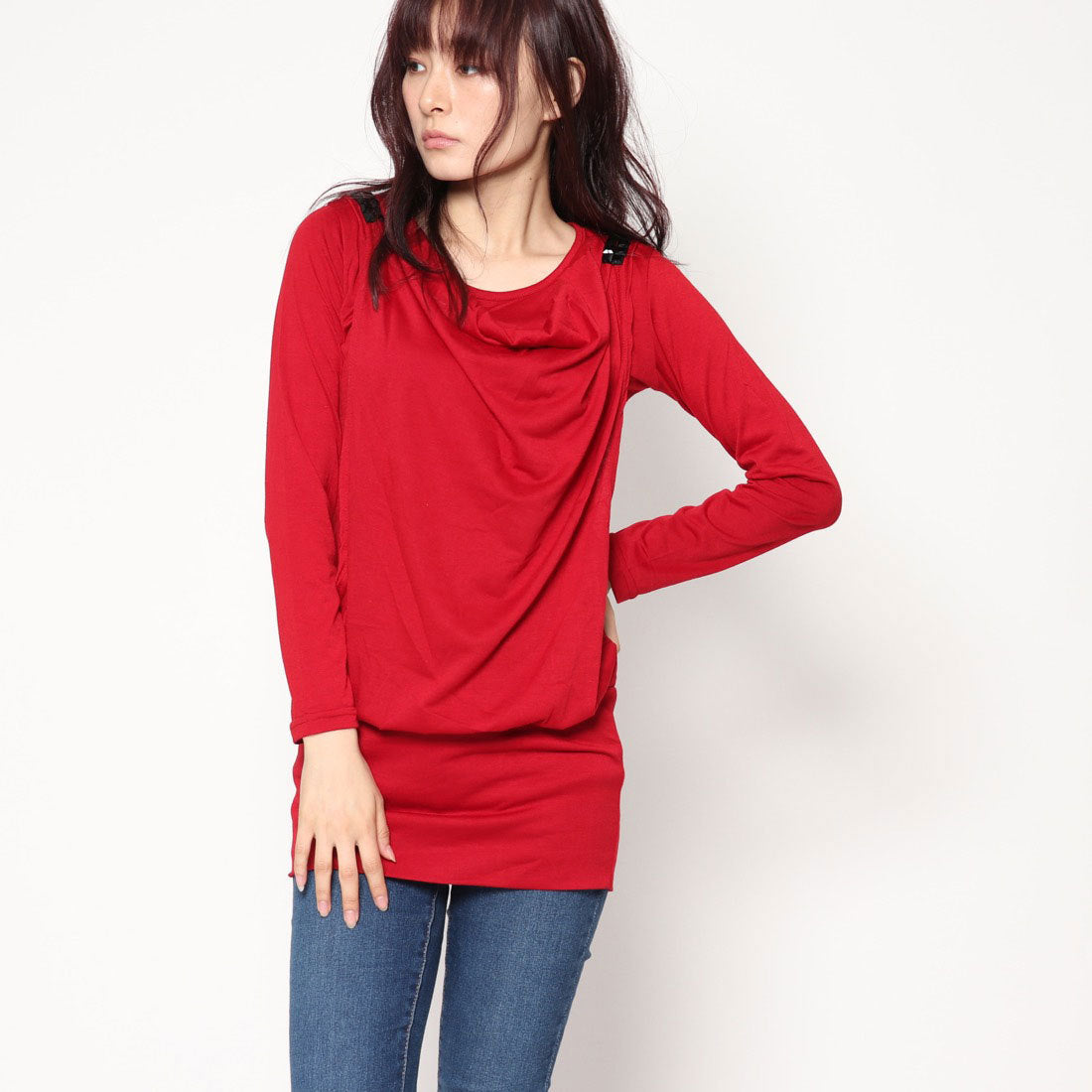 スタイルブロック STYLEBLOCK ビジュー付きドレープチュニック