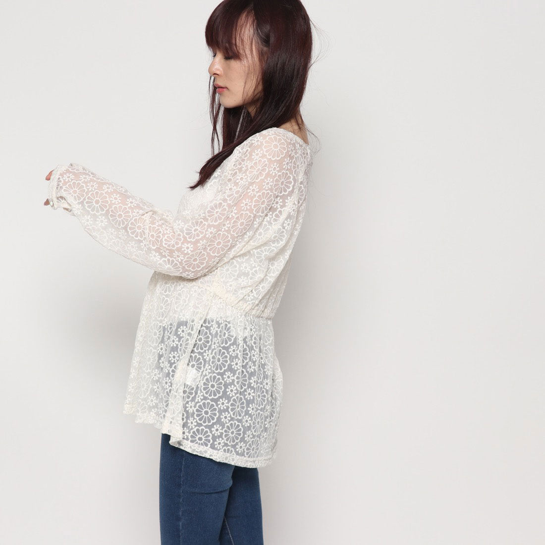 スタイルブロック STYLEBLOCK ぺプラム刺繍レースブラウス