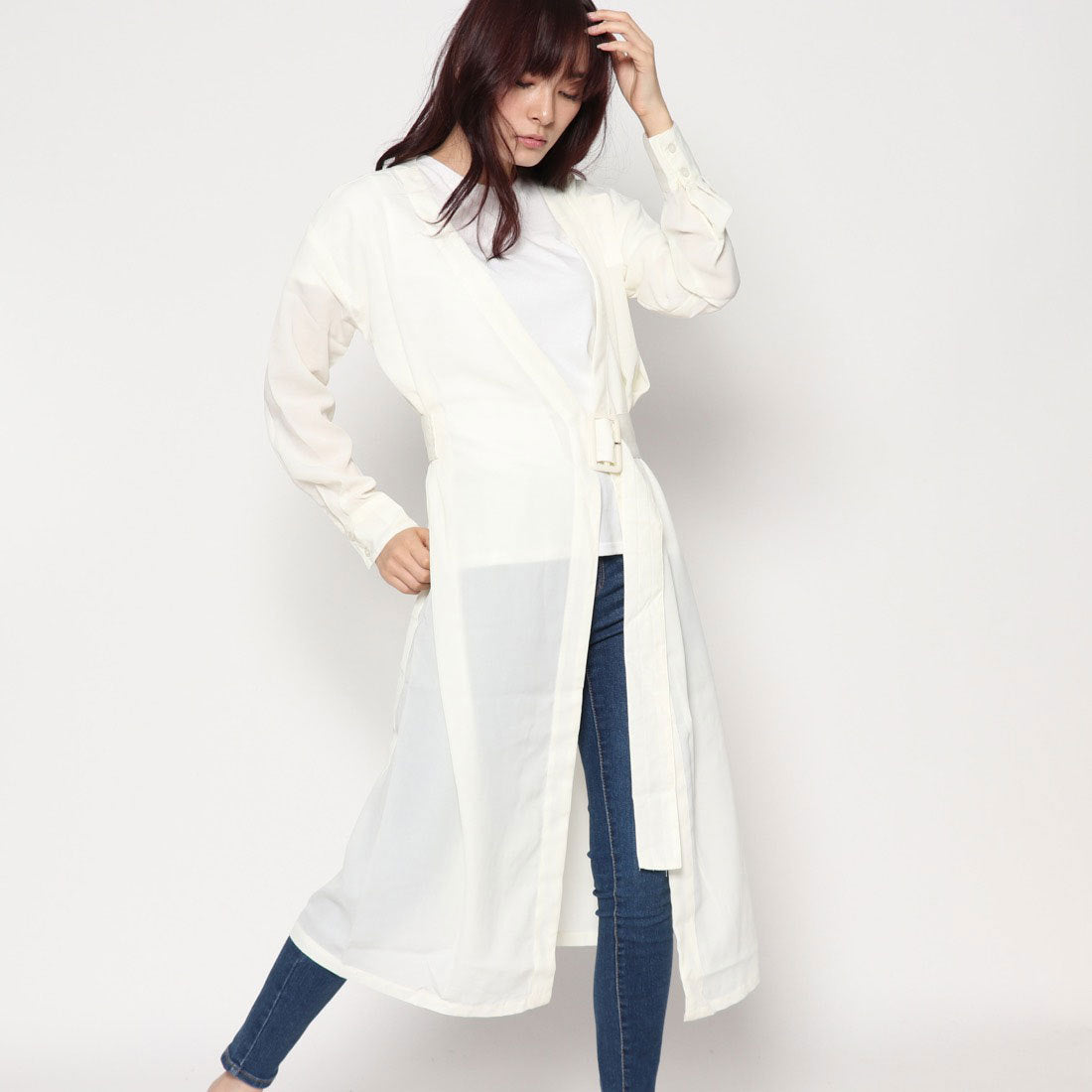スタイルブロック STYLEBLOCK ジョーゼットウエストベルトラップワンピース