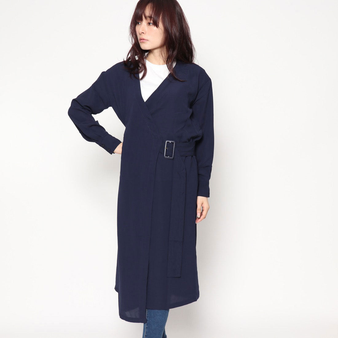 スタイルブロック STYLEBLOCK ジョーゼットウエストベルトラップワンピース