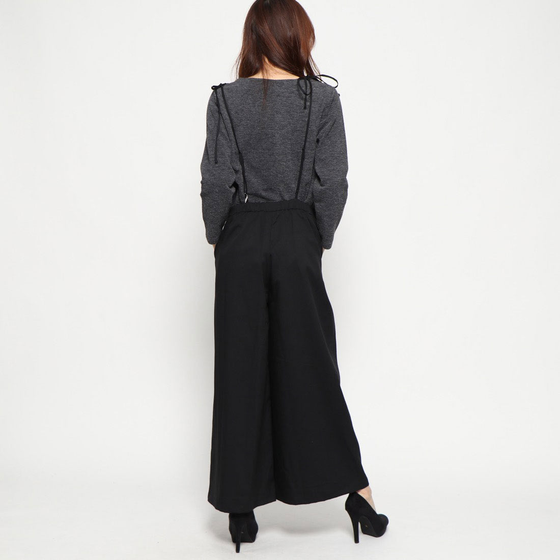 スタイルブロック STYLEBLOCK ツイルリボンモチーフハイウエストワイドパンツ