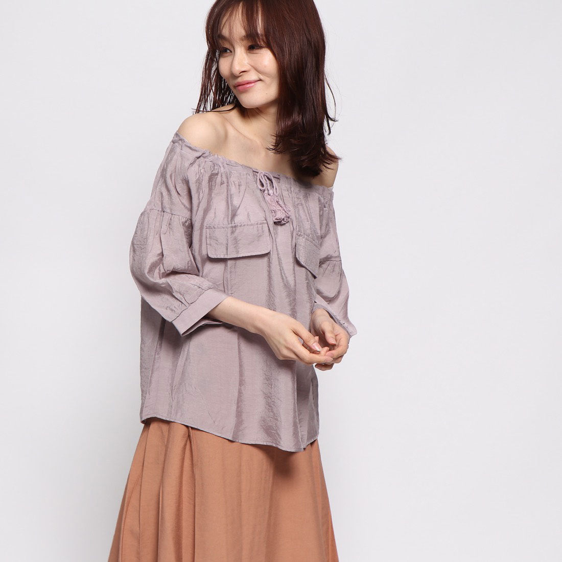 スタイルブロック STYLEBLOCK ドロストネックフレアブラウス