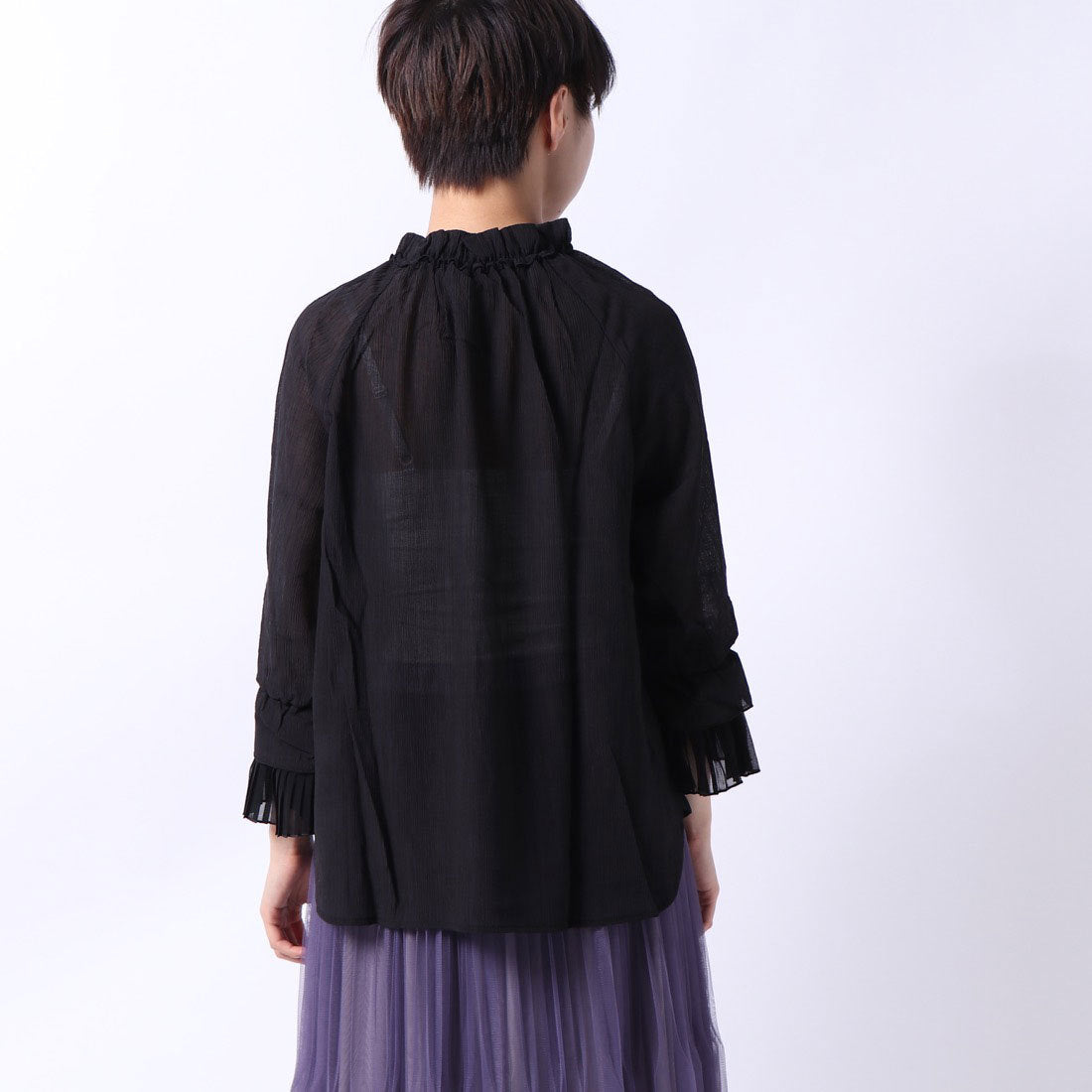 スタイルブロック STYLEBLOCK 楊柳シフォンプリーツ切替ブラウス
