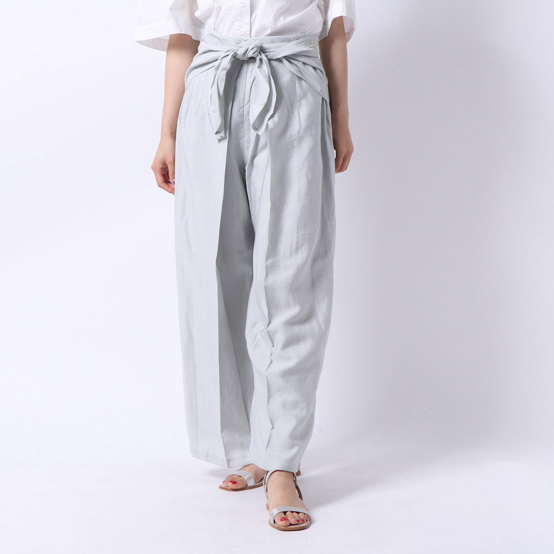 スタイルブロック STYLEBLOCK クレープフロントリボンタックパンツ