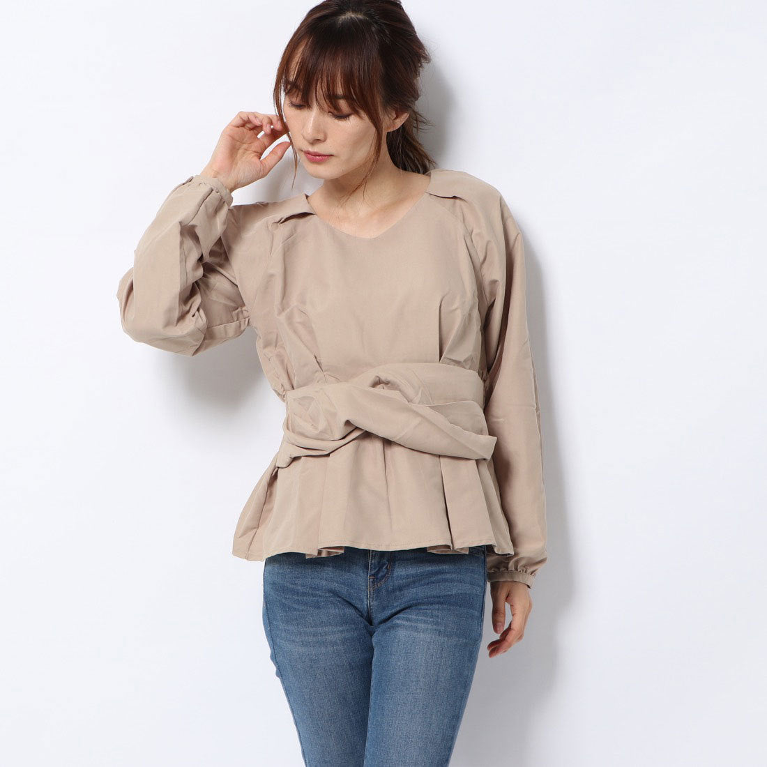 スタイルブロック STYLEBLOCK Eツイルツイストベルトタックブラウス