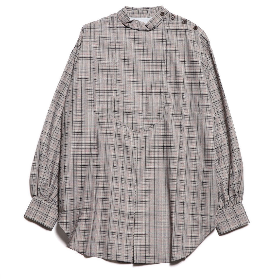 スタイルブロック STYLEBLOCK チェックプリントスタンドカラーブラウス
