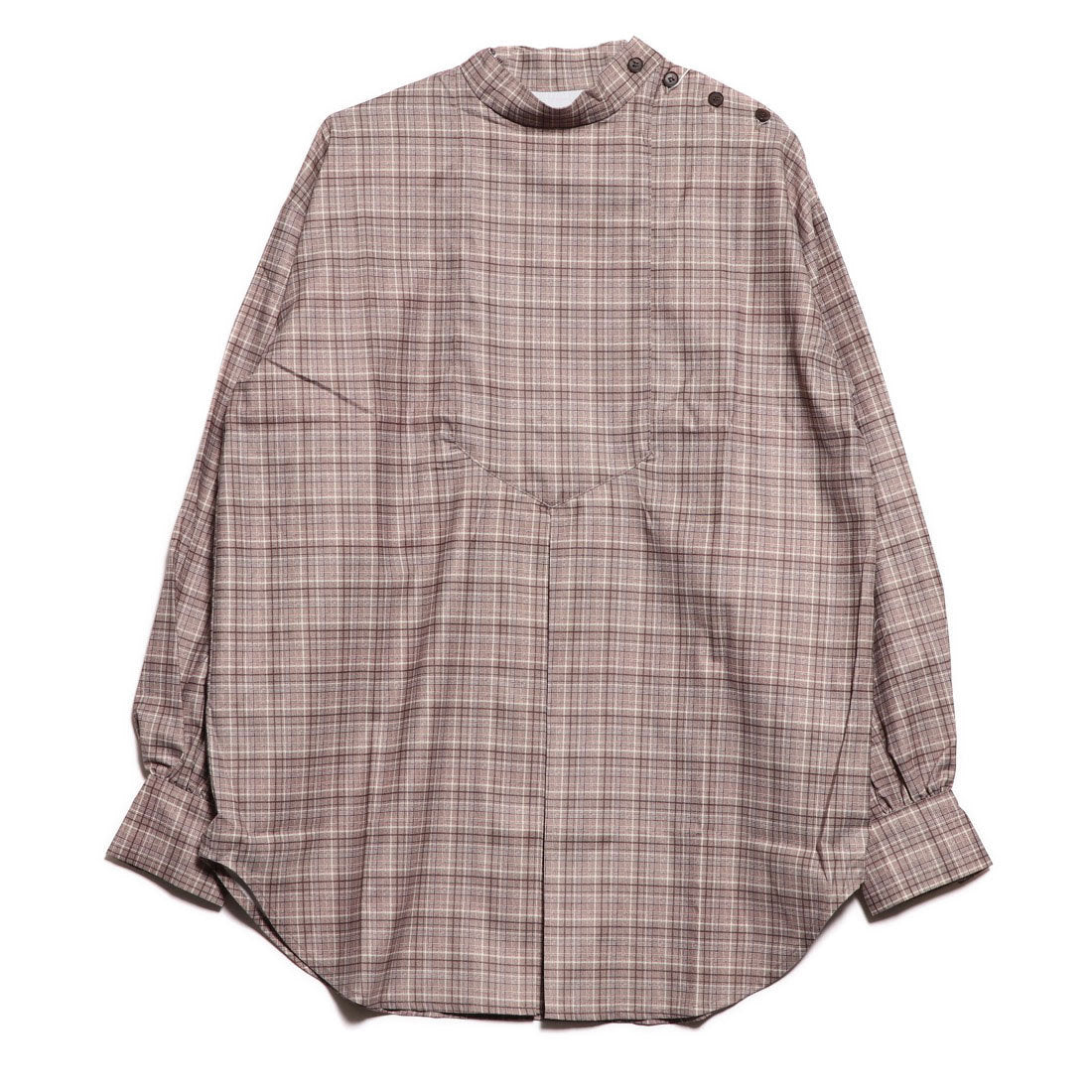 スタイルブロック STYLEBLOCK チェックプリントスタンドカラーブラウス
