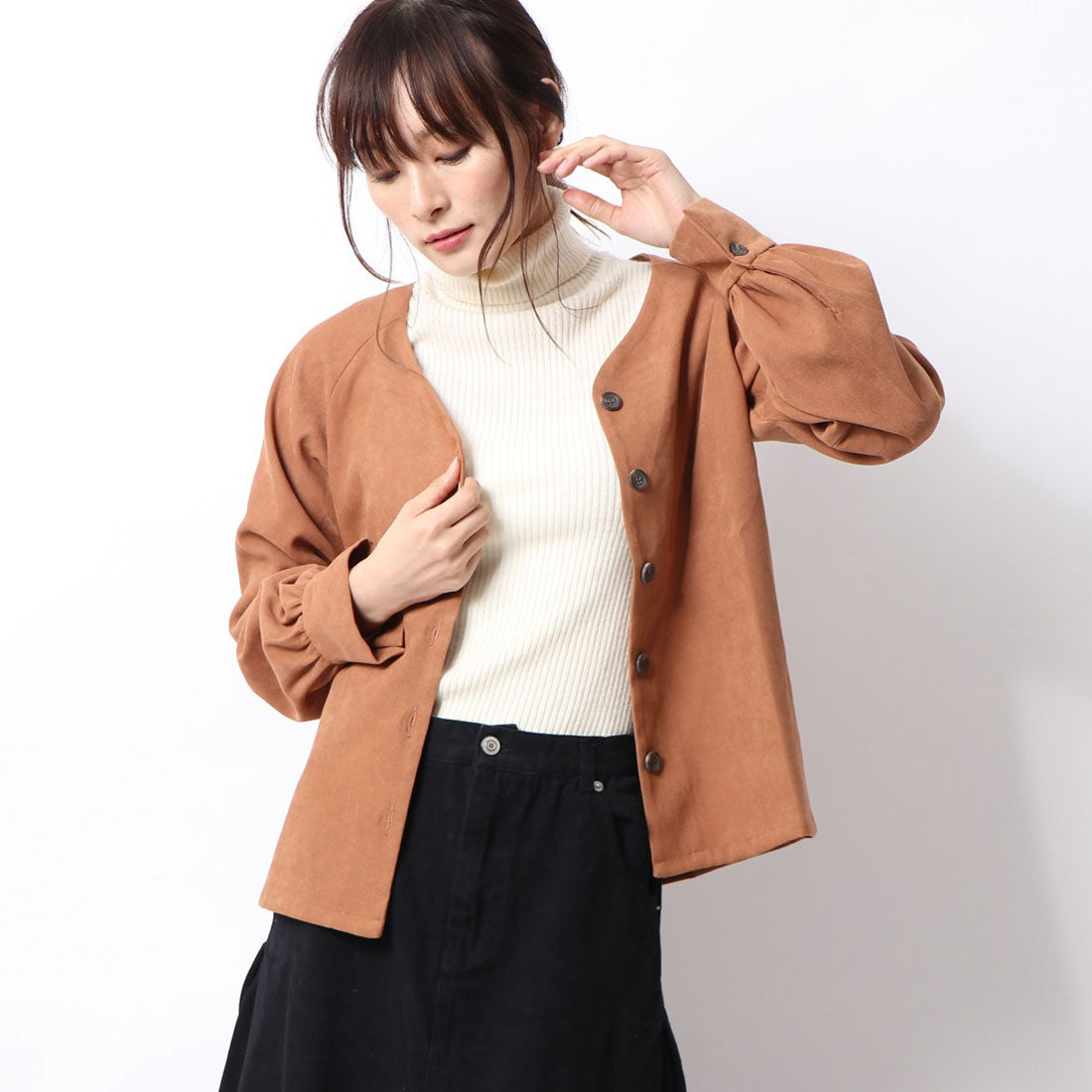 スタイルブロック STYLEBLOCK ジャガードコーデュロイフロント釦ブラウス