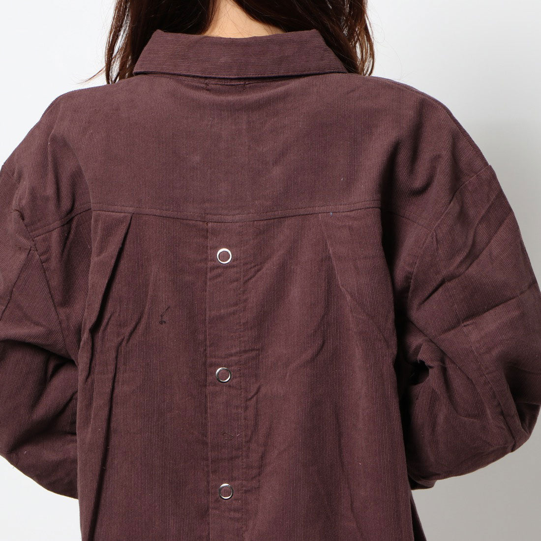 スタイルブロック STYLEBLOCK コーデュロイ後ろリングドットタック入りロングシャツワンピ