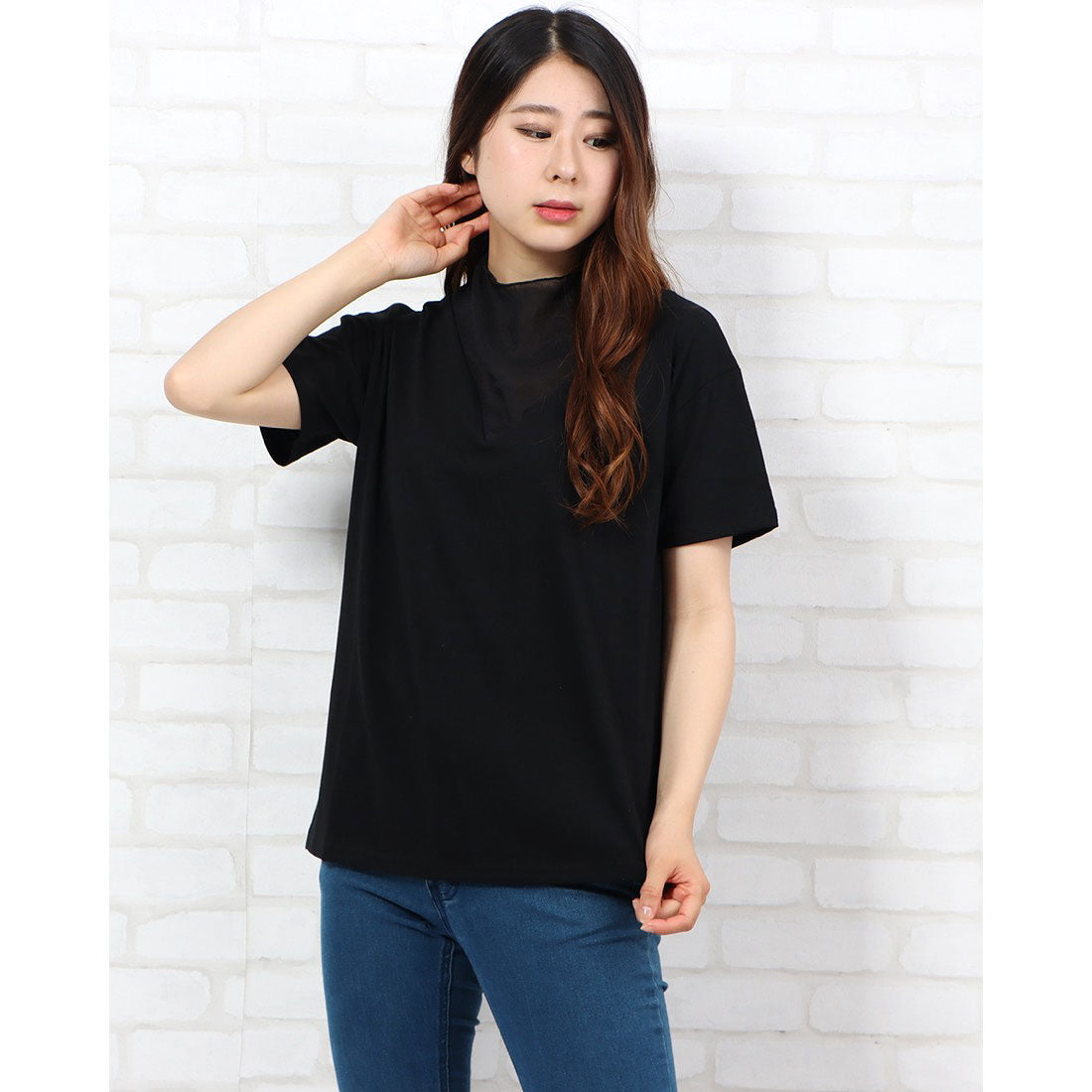 スタイルブロック STYLEBLOCK 天竺×シアーポプリン切替Tシャツ