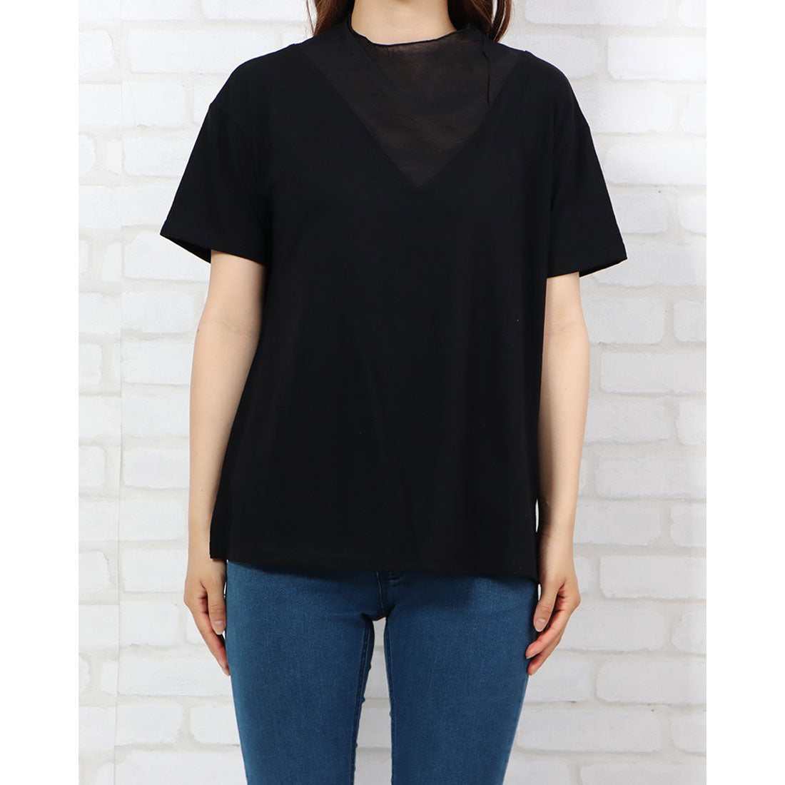 スタイルブロック STYLEBLOCK 天竺×シアーポプリン切替Tシャツ