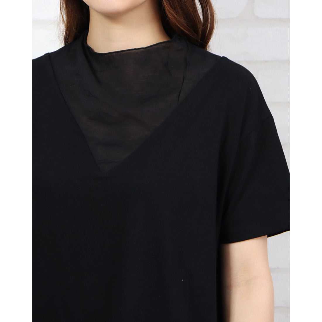 スタイルブロック STYLEBLOCK 天竺×シアーポプリン切替Tシャツ