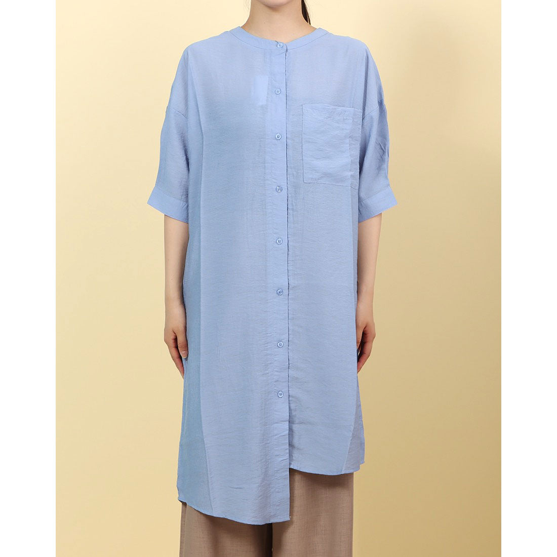 スタイルブロック STYLEBLOCK シアー素材バックタックスリットアシメシャツワンピース