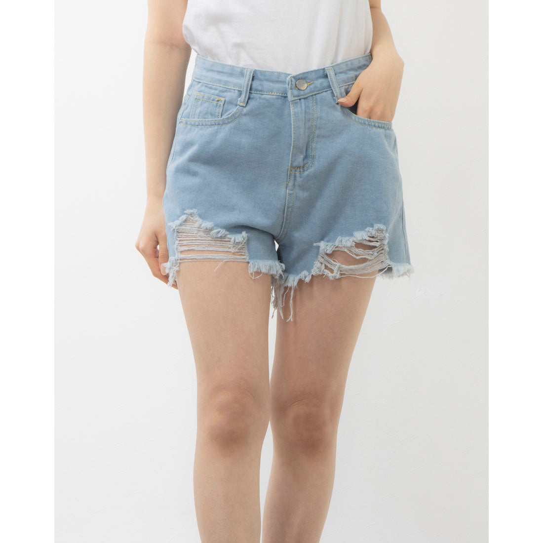 スタイルブロック STYLEBLOCK ダメージ加工デニムショートパンツ