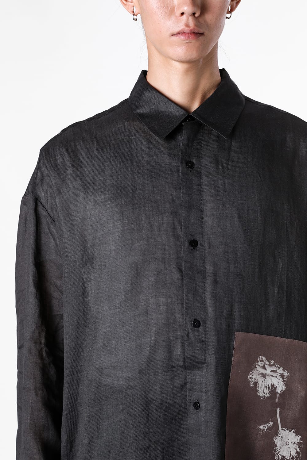 ストヴァーグ STOVAIGH Salted Silk Print Shirt （black） black