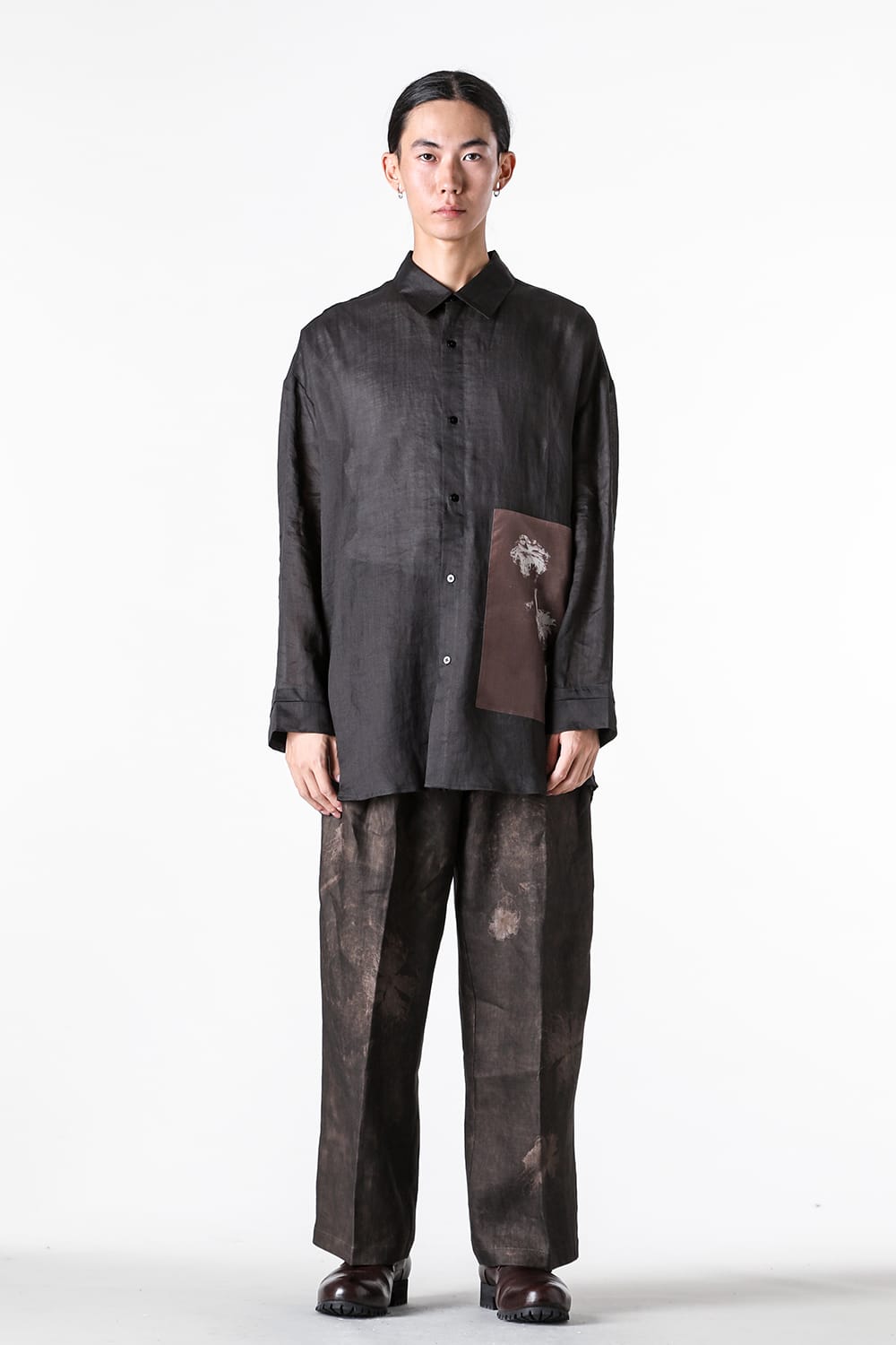 ストヴァーグ STOVAIGH Salted Silk Print Shirt （black） black