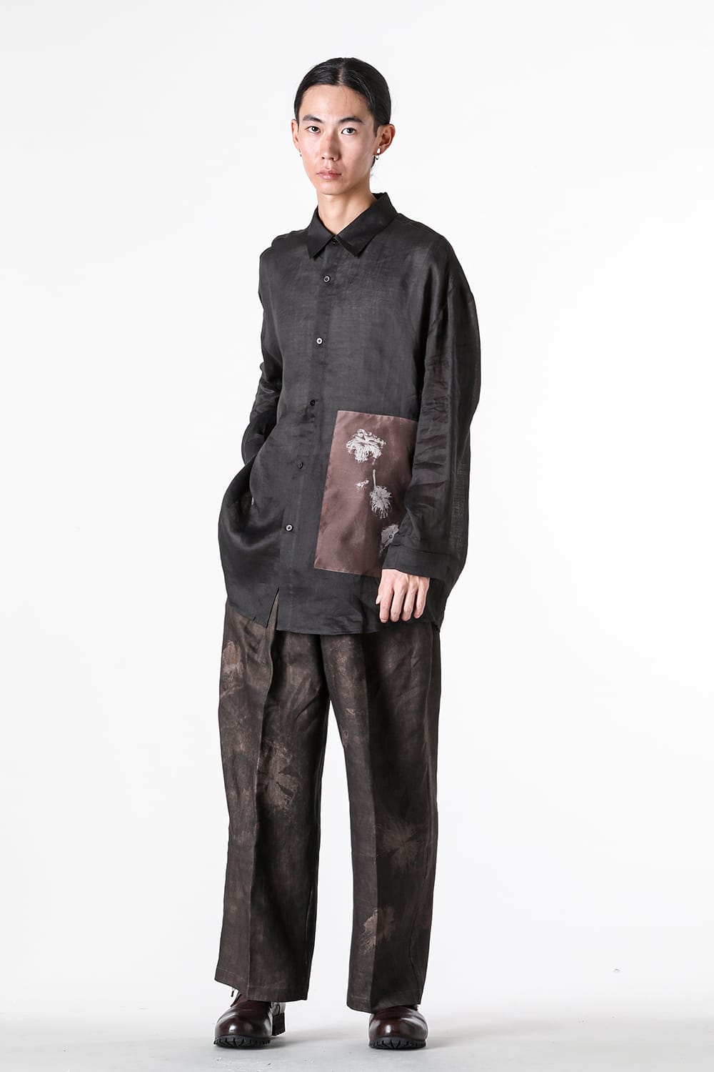 ストヴァーグ STOVAIGH Salted Silk Print Shirt （black） black