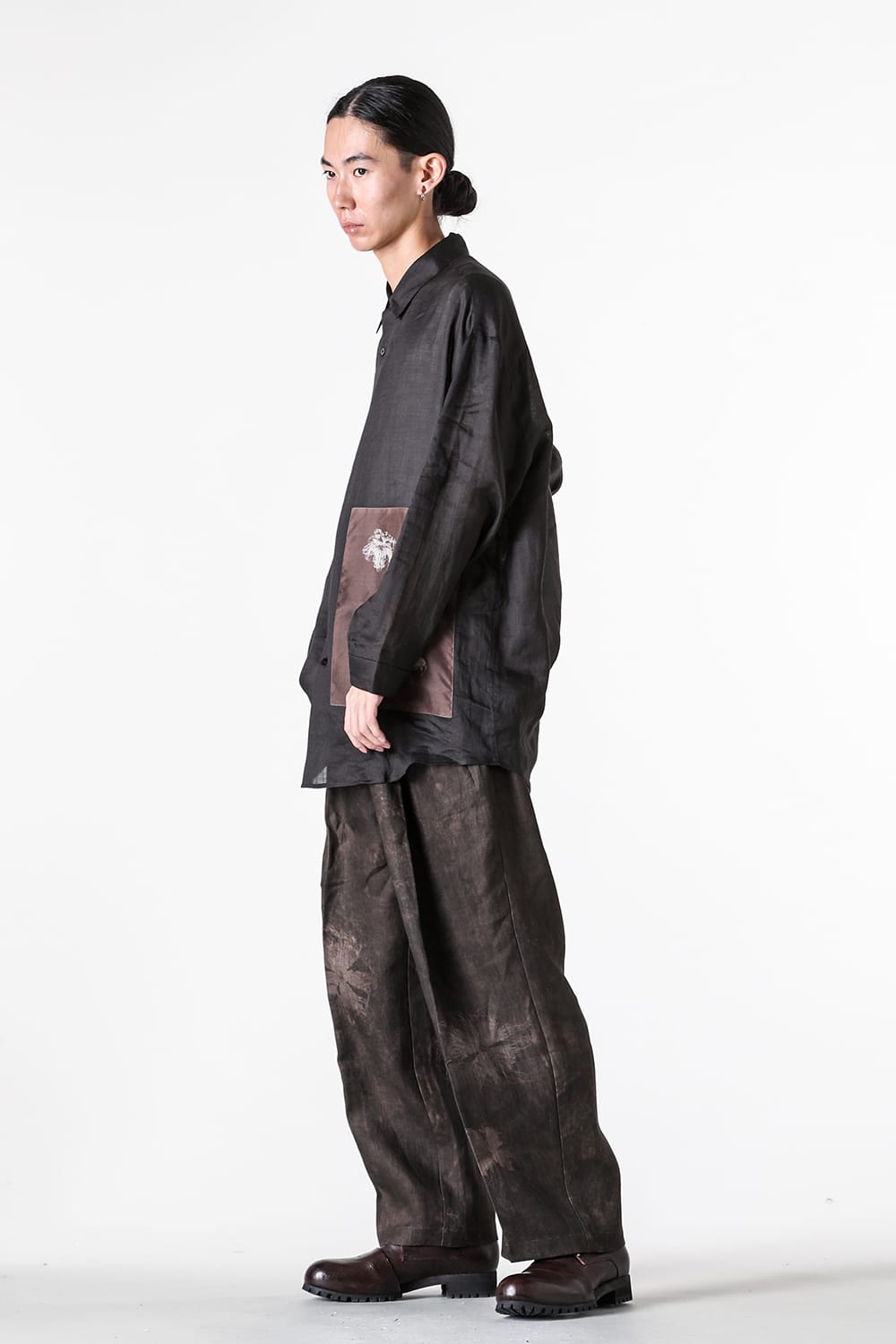 ストヴァーグ STOVAIGH Salted Silk Print Shirt （black） black