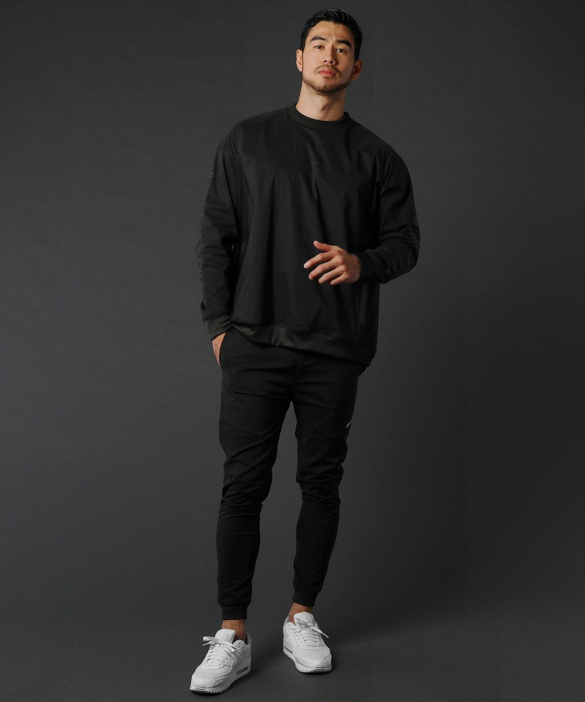 カジュアル THE CASUAL LUXE/R ベルトループ付き ストレッチ 布帛 裾 リブ ジョガーパンツ