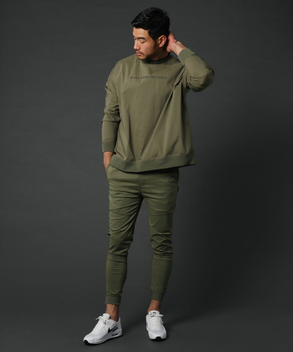 カジュアル THE CASUAL LUXE/R ベルトループ付き ストレッチ 布帛 裾 リブ ジョガーパンツ
