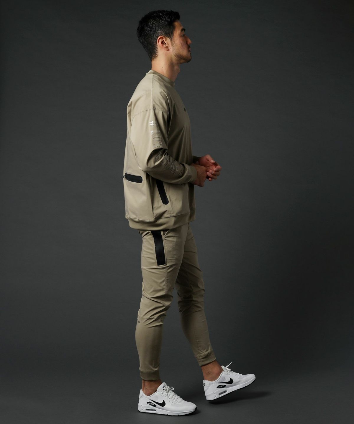 カジュアル THE CASUAL LUXE/R ベルトループ付き ストレッチ 布帛 裾 リブ ジョガーパンツ