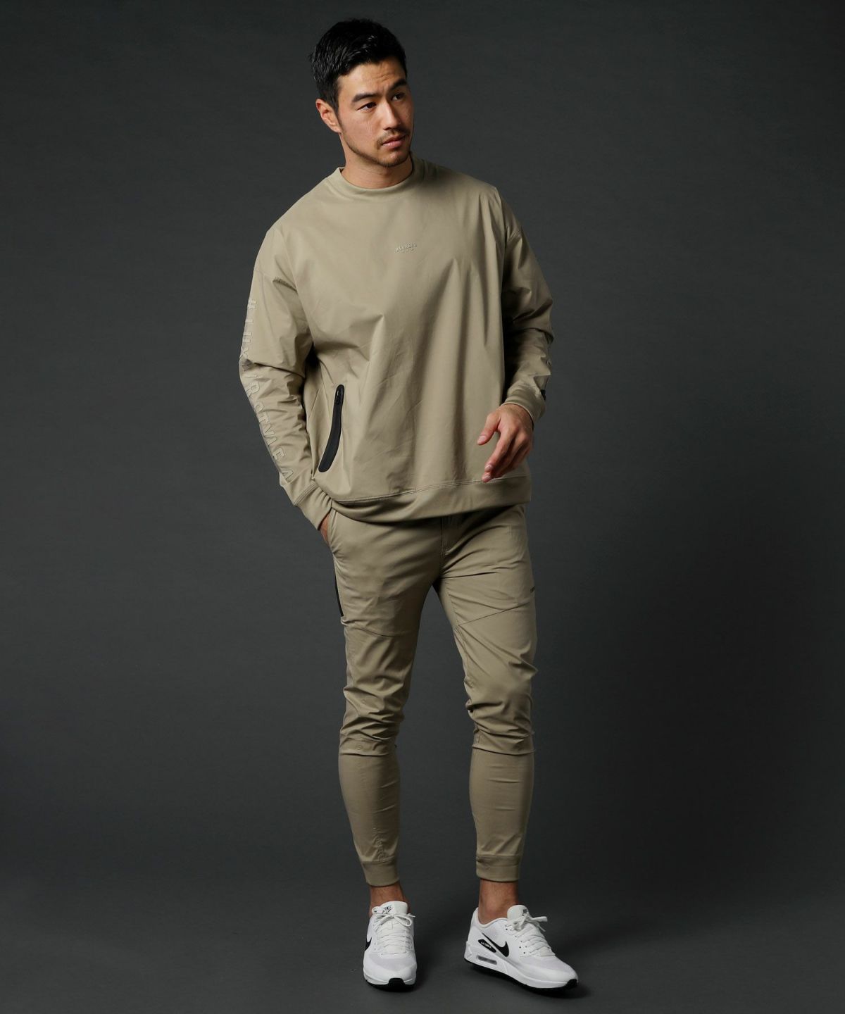 カジュアル THE CASUAL LUXE/R ベルトループ付き ストレッチ 布帛 裾 リブ ジョガーパンツ