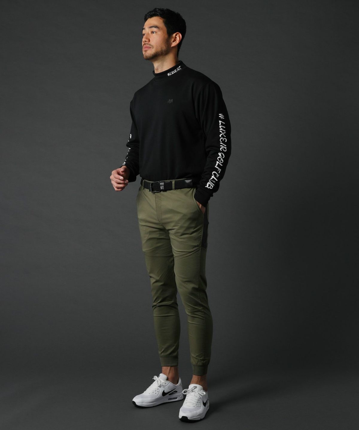カジュアル THE CASUAL LUXE/R ベルトループ付き ストレッチ 布帛 裾 リブ ジョガーパンツ