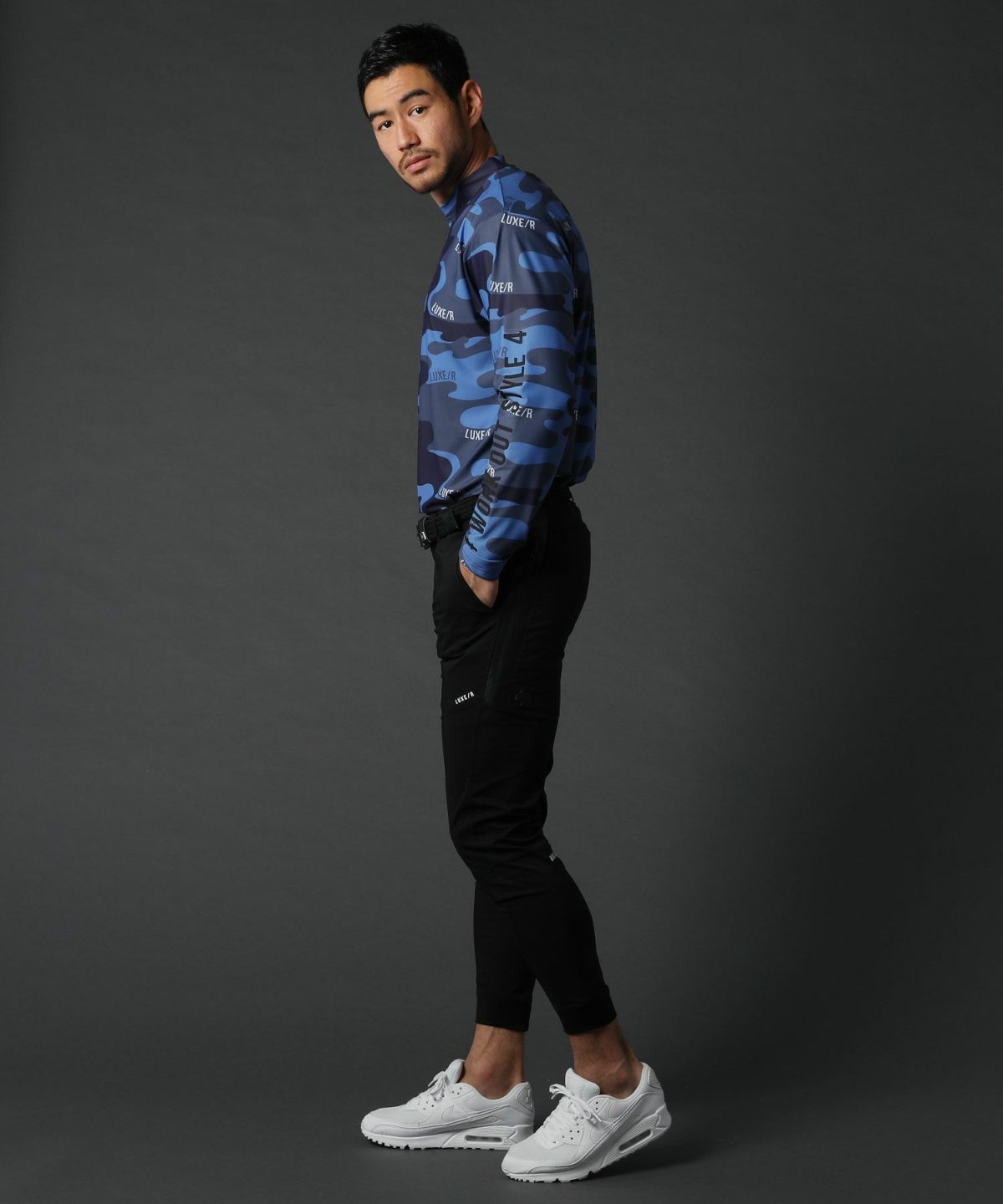 カジュアル THE CASUAL LUXE/R ベルトループ付き ストレッチ 布帛 裾 リブ ジョガーパンツ
