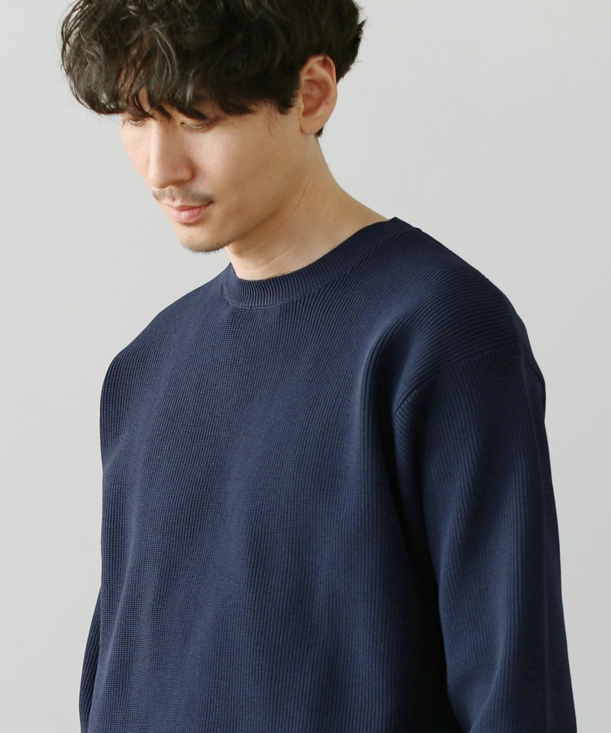 カジュアル THE CASUAL SPU 4WAYストレッチウォッシャブルニット （ブルーグレー） ブルーグレー