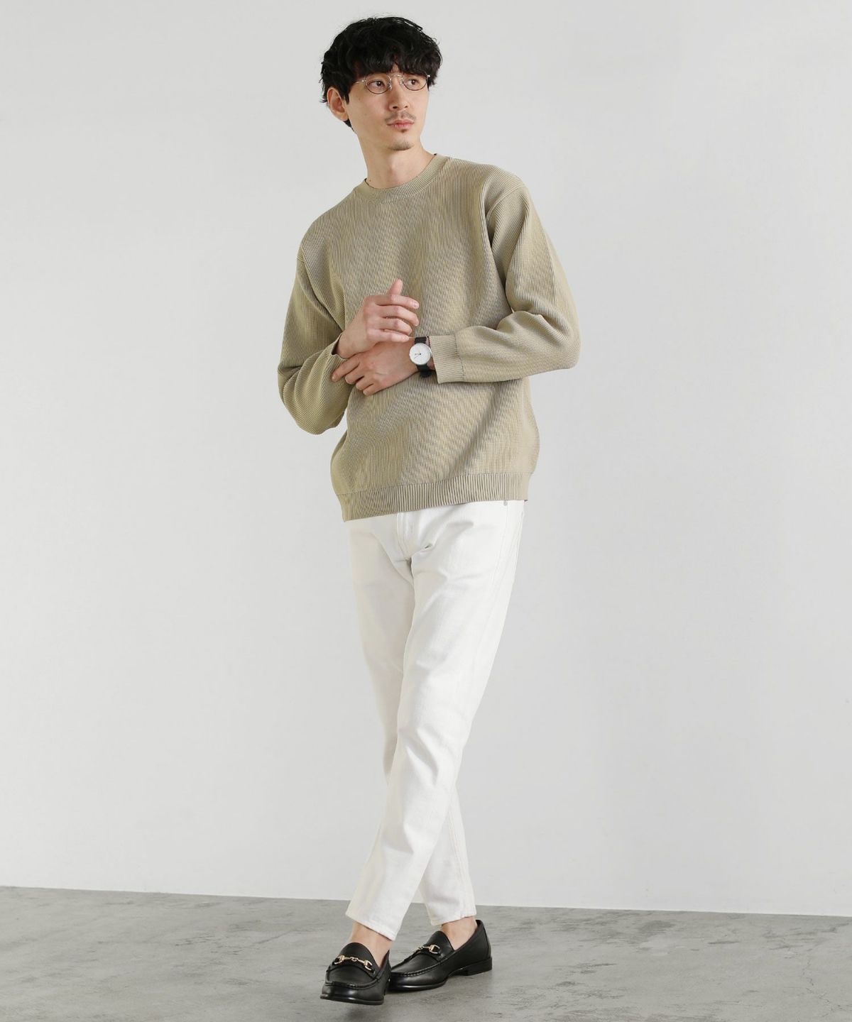 カジュアル THE CASUAL SPU 4WAYストレッチウォッシャブルニット （ブルーグレー） ブルーグレー