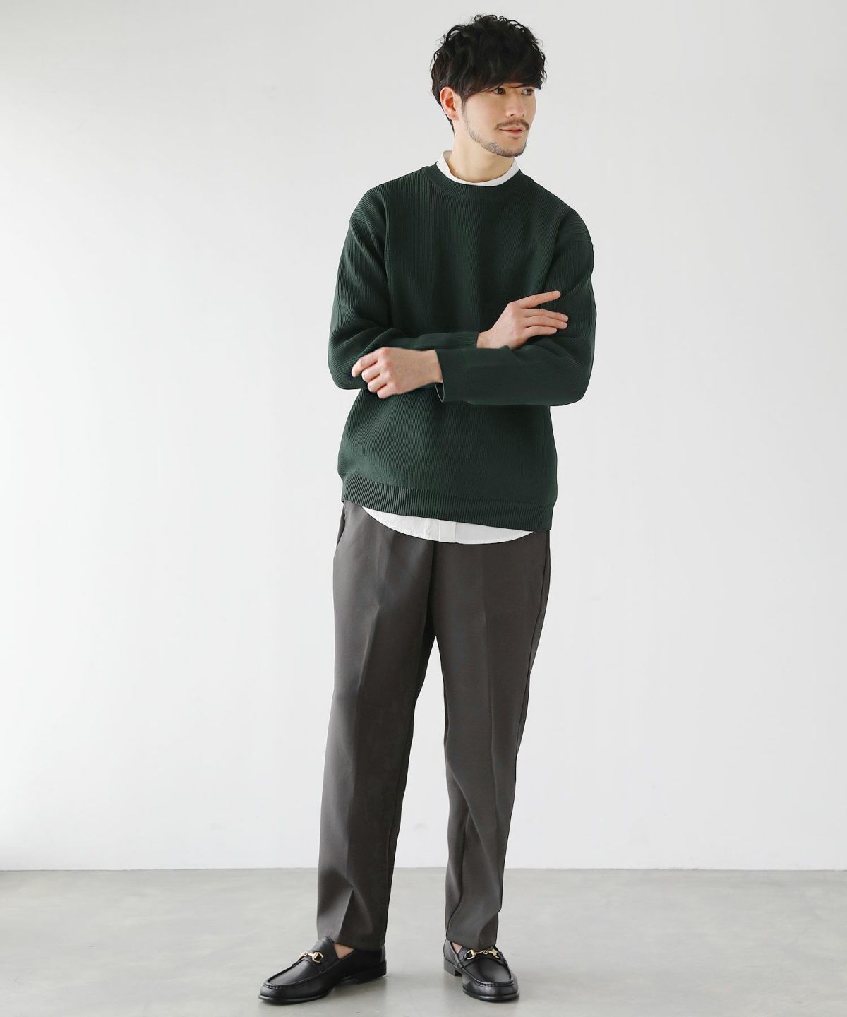 カジュアル THE CASUAL SPU 4WAYストレッチウォッシャブルニット （ブルーグレー） ブルーグレー