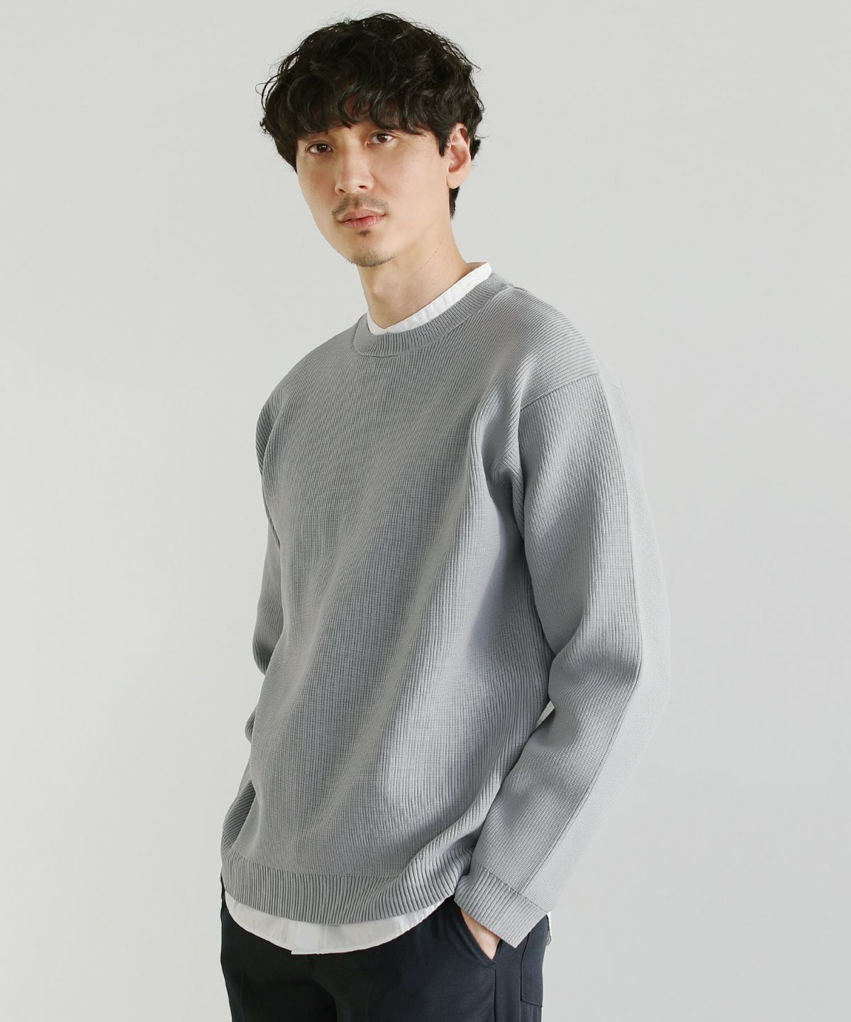 カジュアル THE CASUAL SPU 4WAYストレッチウォッシャブルニット （グレー） グレー