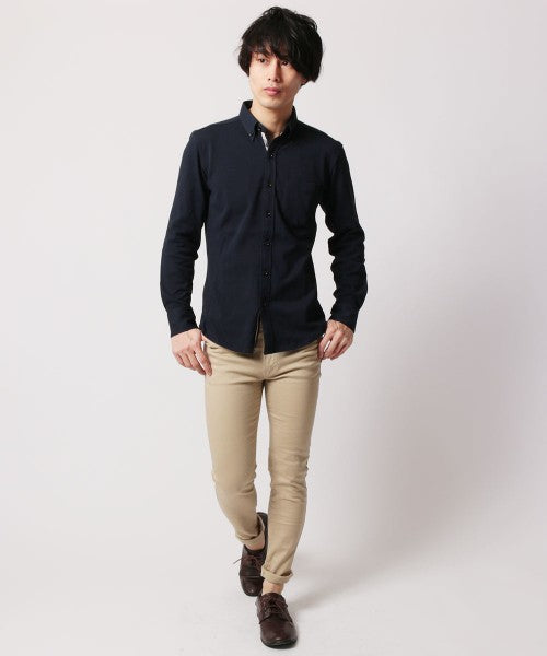 休閒 THE CASUAL 買家選擇 吸濕 速乾 鹿子 長袖 襯衫 4ーLL 白色-1