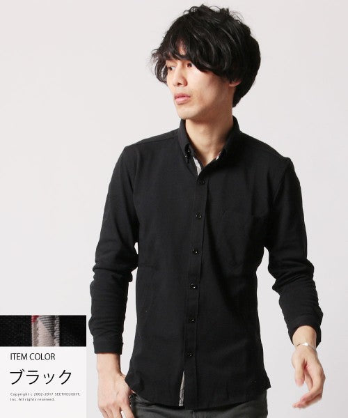 休閒 THE CASUAL 買家選擇 吸濕 速乾 鹿子 長袖 襯衫 4ーLL 白色-1